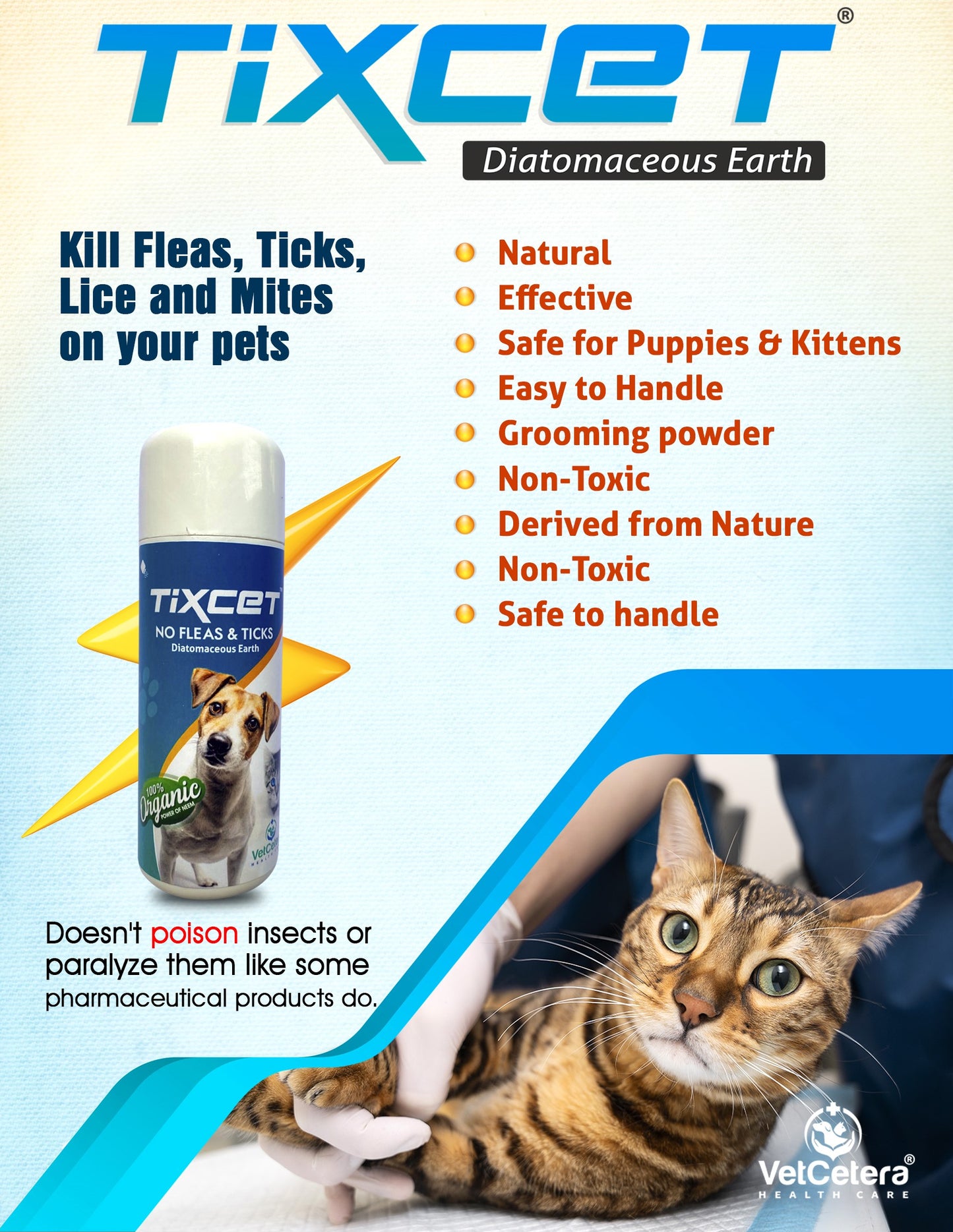 Tixcet by VetCetera Health Care - Natural Pet Treat Powder | Tick and Flea Protection for Dogs and Pets | All Life Stages | 100 Grams